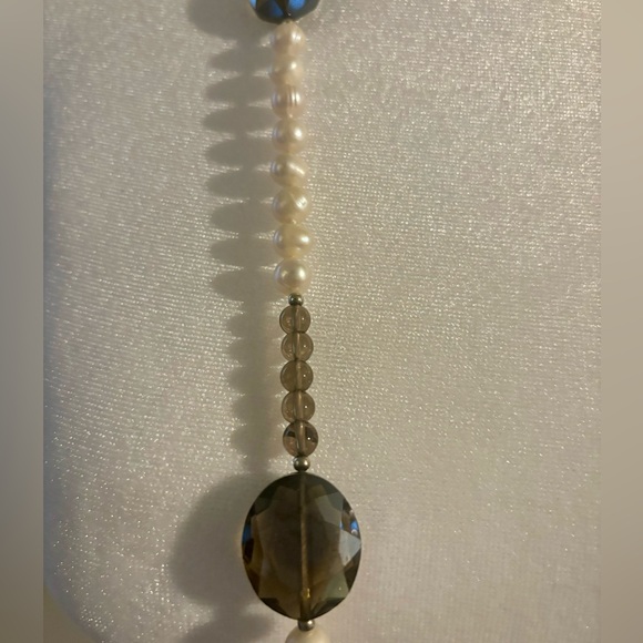 Smoky Quartz Pearl and Sterling Silver Necklace NWT - Picture 8 of 12